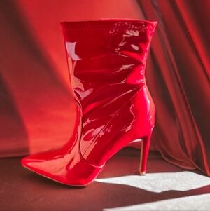 Red Patent Leather Stiletto Boots